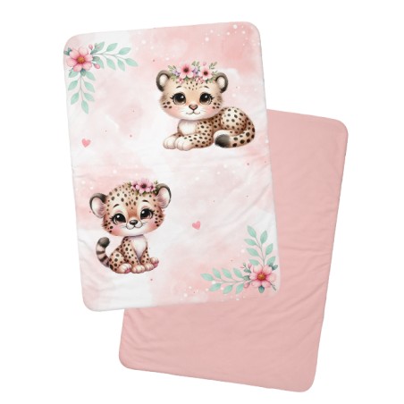 Coupon couverture Bébé Guépard – Oeko-Tex – 75x100, 100x150 ou 150x200 cm – couture facile, cadeau naissance