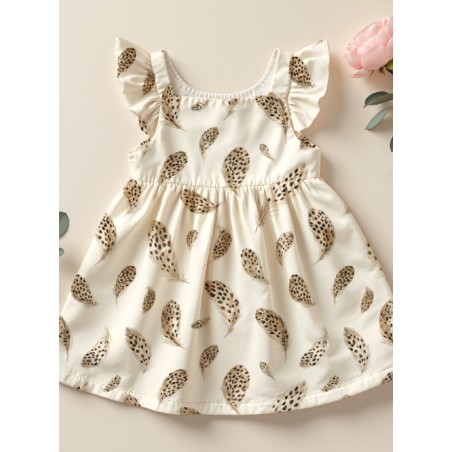 Tissu Plumes Léopard – Motif animal élégant et naturel pour couture & déco- Certifié Oeko-Tex®