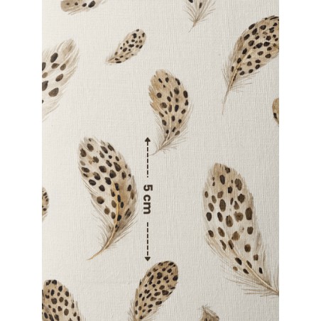Tissu Plumes Léopard – Motif animal élégant et naturel pour couture & déco- Certifié Oeko-Tex®