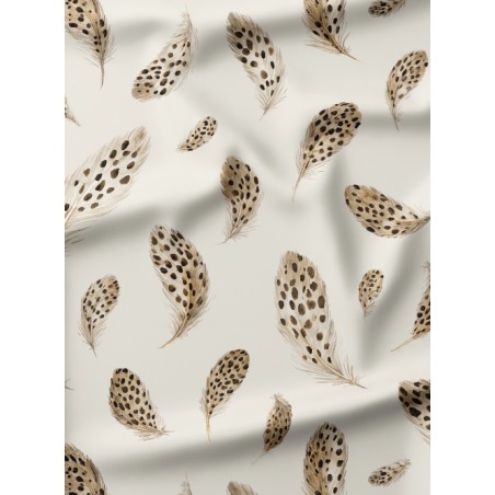 Tissu Plumes Léopard – Motif animal élégant et naturel pour couture & déco- Certifié Oeko-Tex®