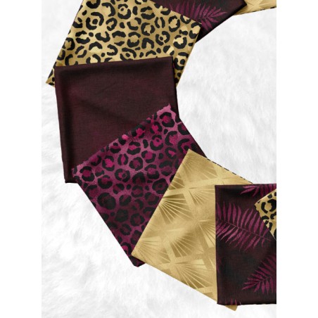 Panneau à coudre pour lingettes lavables – Motif léopard chic bordeaux et or