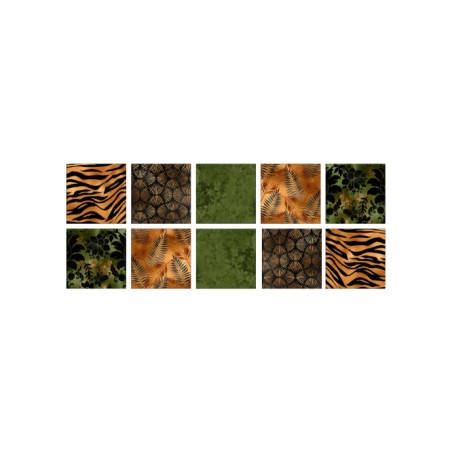 Panneau à coudre pour lingettes lavables – motif jungle chic – Noir, vert et doré