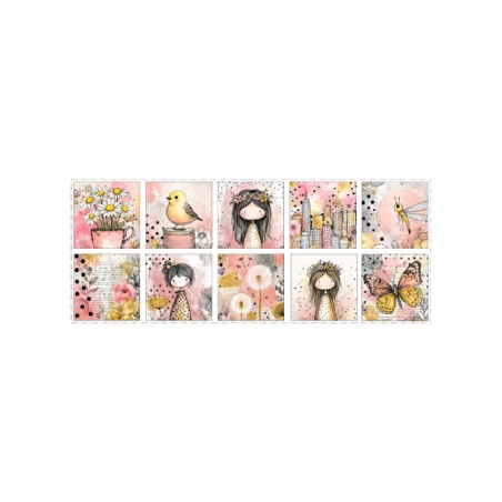 Panneau à coudre pour lingettes lavables – Motifs poétiques fleurs et illustrations – Zéro déchet