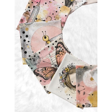 Panneau à coudre pour lingettes lavables – Motifs poétiques fleurs et illustrations – Zéro déchet