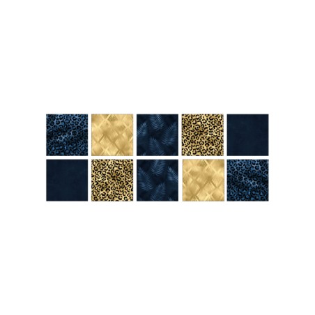 Panneau à coudre pour lingettes lavables – Motif léopard chic bleu et or