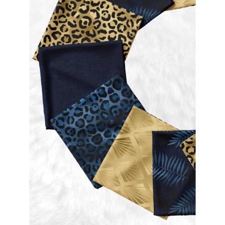 Panneau à coudre pour lingettes lavables – Motif léopard chic bleu et or