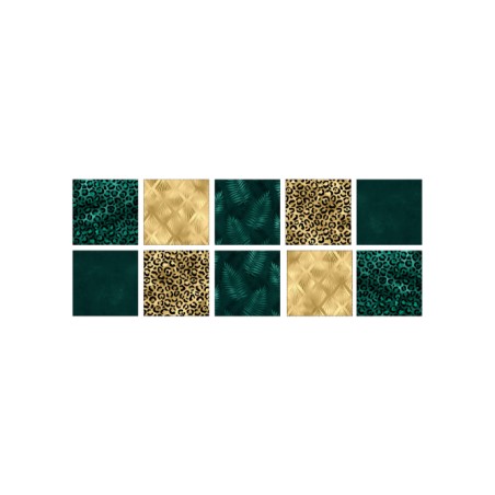 Panneau à coudre pour lingettes lavables – Motif léopard chic vert et or