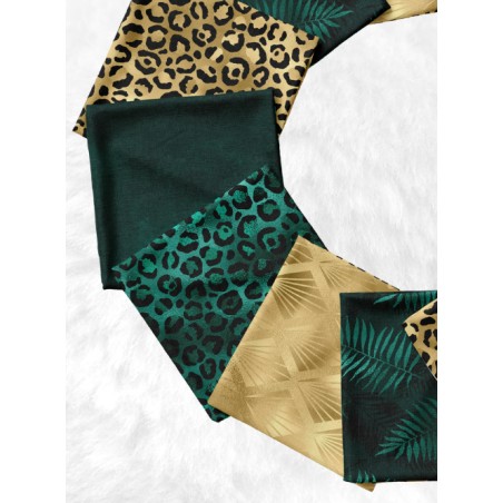 Panneau à coudre pour lingettes lavables – Motif léopard chic vert et or