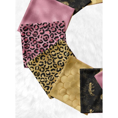 Panneau à coudre pour lingettes lavables – Motif léopard chic rose et or