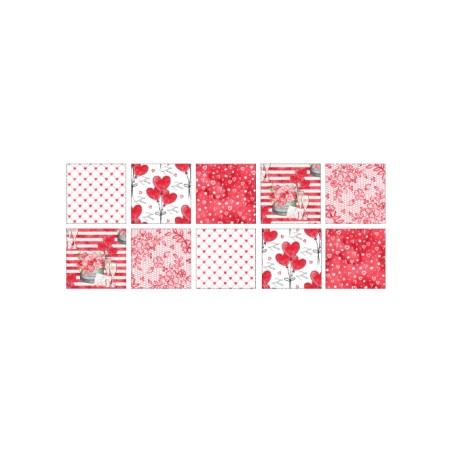 Panneau à coudre pour lingettes lavables – Motif cœurs rouges – Saint-Valentin
