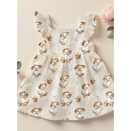 Tissu coton imprimé pour enfants Oies & Marguerites - Certifié Oeko-Tex®