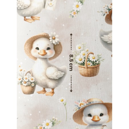 Tissu coton imprimé pour enfants Oies & Marguerites - Certifié Oeko-Tex®