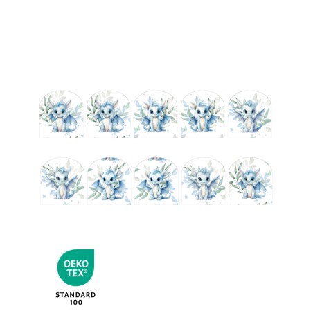 Coupon pour 5 Gants de toilette pour bébé à réaliser soi-même Dragon Bleu et Vert Coton Oeko-Tex