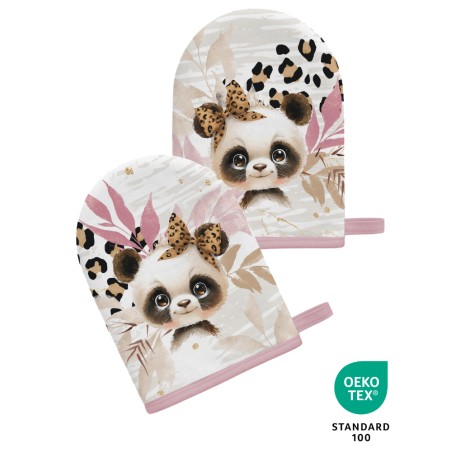 Coupon pour 5 Gants de toilette pour bébé à réaliser soi-même Panda Léopard Coton Oeko-Tex