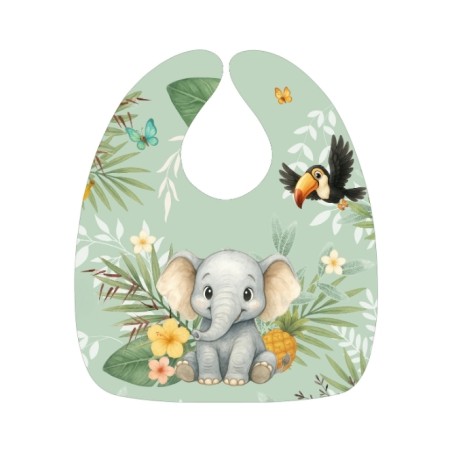 Panneau Bavoir Elephant livre de la jungle – pour Bavoir Bébé 3 à 12 mois – Tissu coton Oeko-Tex® a réaliser soi-même