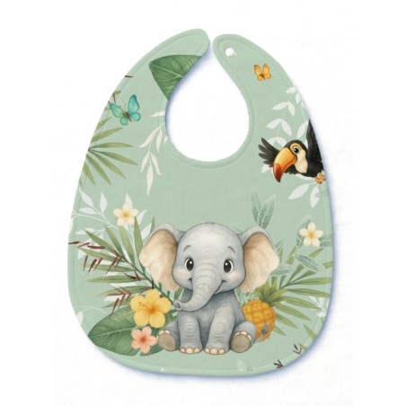 Panneau Bavoir Elephant livre de la jungle – pour Bavoir Bébé 3 à 12 mois – Tissu coton Oeko-Tex® a réaliser soi-même