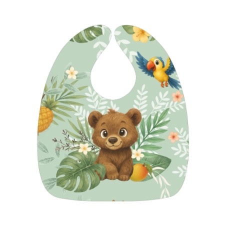 Panneau Bavoir Ourson livre de la jungle – pour Bavoir Bébé 3 à 12 mois – Tissu coton Oeko-Tex® a réaliser soi-même