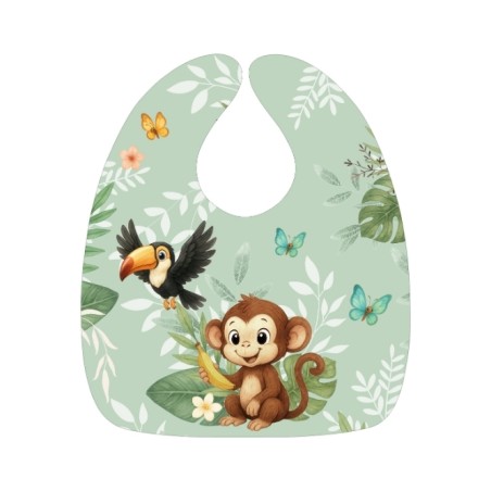 Panneau Bavoir Singe livre de la jungle – pour Bavoir Bébé 3 à 12 mois – Tissu coton Oeko-Tex® a réaliser soi-même