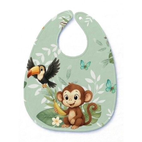 Panneau Bavoir Singe livre de la jungle – pour Bavoir Bébé 3 à 12 mois – Tissu coton Oeko-Tex® a réaliser soi-même