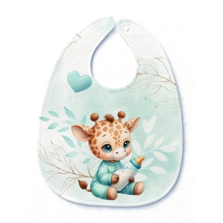 Panneau Bavoir Bébé girafe vert – pour Bavoir Bébé 3 à 12 mois – Tissu coton Oeko-Tex® a réaliser soi-même