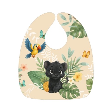 Panneau Bavoir panthere noire livre de la jungle – pour Bavoir Bébé 3 à 12 mois – Tissu coton Oeko-Tex® a réaliser soi-même