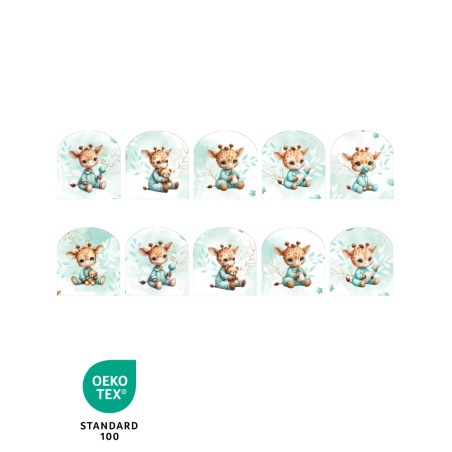 Coupon pour 5 Gants de toilette pour bébé à réaliser soi-même Bébé Girafe Vert D'eau Coton Oeko-Tex