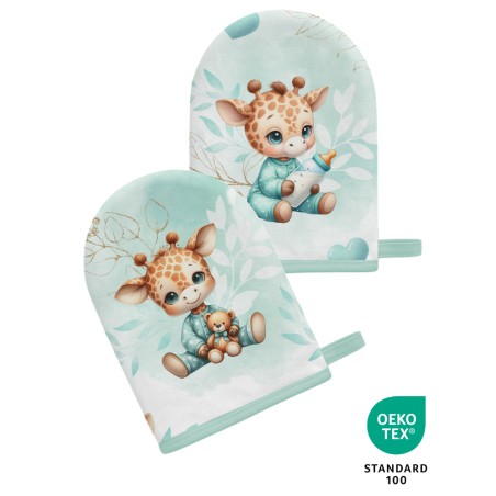 Coupon pour 5 Gants de toilette pour bébé à réaliser soi-même Bébé Girafe Vert D'eau Coton Oeko-Tex