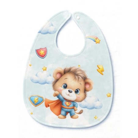 Panneau Bavoir Lion SuperHéros – pour Bavoir Bébé 3 à 12 mois – Tissu coton Oeko-Tex® a réaliser soi-même