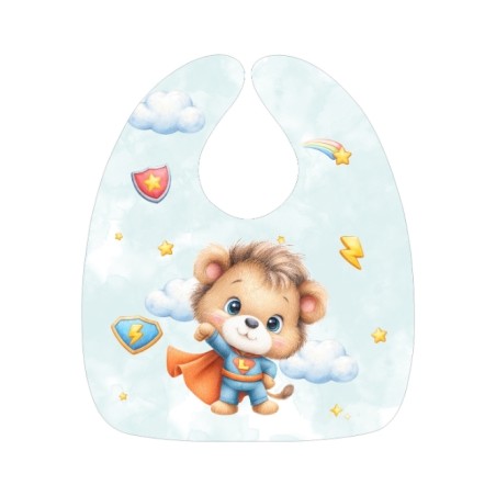 Panneau Bavoir Lion SuperHéros – pour Bavoir Bébé 3 à 12 mois – Tissu coton Oeko-Tex® a réaliser soi-même