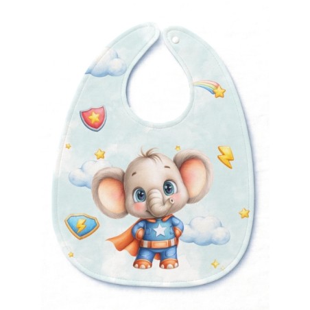 Panneau Bavoir Elephant SuperHéros – pour Bavoir Bébé 3 à 12 mois – Tissu coton Oeko-Tex® a réaliser soi-même