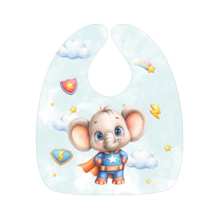 Panneau Bavoir Elephant SuperHéros – pour Bavoir Bébé 3 à 12 mois – Tissu coton Oeko-Tex® a réaliser soi-même