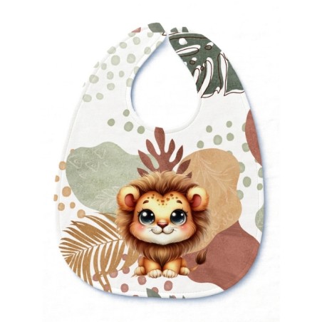 Panneau Bavoir Lion Savane Safari – pour Bavoir Bébé 3 à 12 mois – Tissu coton Oeko-Tex® a réaliser soi-même
