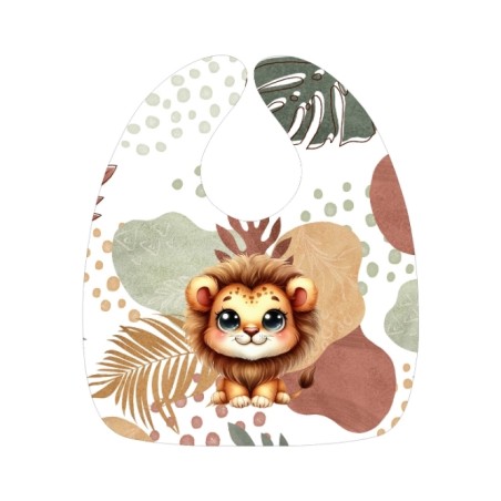 Panneau Bavoir Lion Savane Safari – pour Bavoir Bébé 3 à 12 mois – Tissu coton Oeko-Tex® a réaliser soi-même