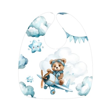 Panneau Bavoir Ourson dans les airs – pour Bavoir Bébé 3 à 12 mois – Tissu coton Oeko-Tex® a réaliser soi-même