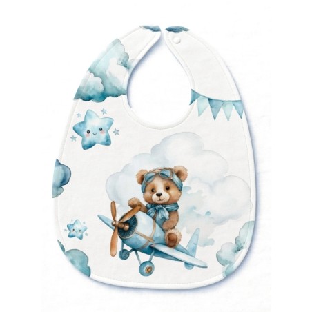 Panneau Bavoir Ourson dans les airs – pour Bavoir Bébé 3 à 12 mois – Tissu coton Oeko-Tex® a réaliser soi-même