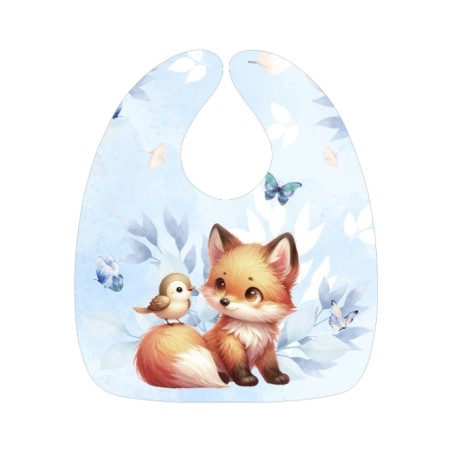 Panneau Bavoir petit renard et oiseau – pour Bavoir Bébé 3 à 12 mois – Tissu coton Oeko-Tex® a réaliser soi-même