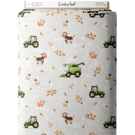 Tissu coton imprimé pour enfants Country Land- Certifié Oeko-Tex®