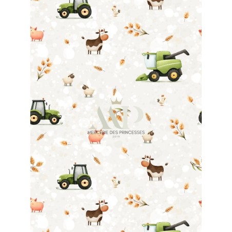 Tissu coton imprimé pour enfants Country Land- Certifié Oeko-Tex®