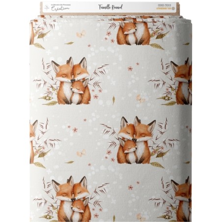 Tissu coton imprimé pour enfants Famille Renard - Certifié Oeko-Tex®