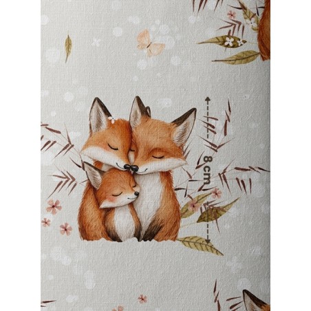 Tissu coton imprimé pour enfants Famille Renard - Certifié Oeko-Tex®