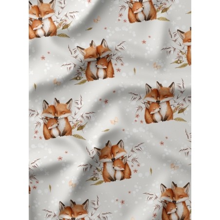 Tissu coton imprimé pour enfants Famille Renard - Certifié Oeko-Tex®