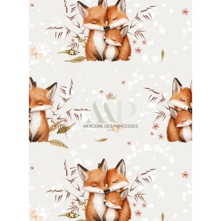 Tissu coton imprimé pour enfants Famille Renard - Certifié Oeko-Tex®