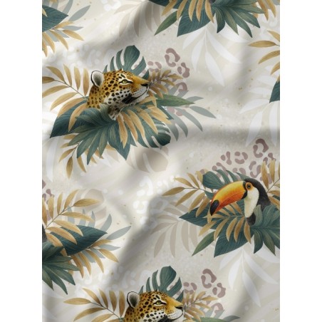 Tissu coton imprimé pour enfants Leopard et Toucan - Certifié Oeko-Tex®