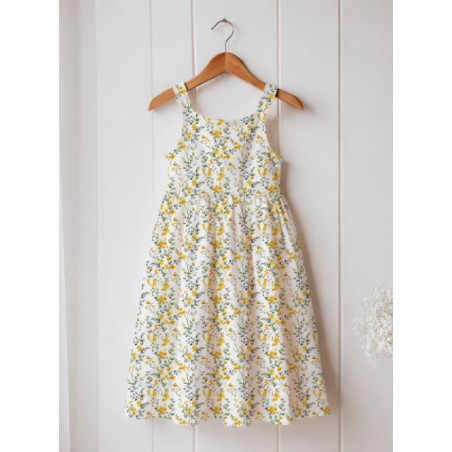 Tissu coton imprimé Fleurs Bloomie – Sauge & Dorée - Certifié Oeko-Tex®