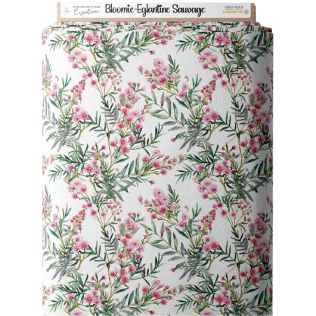 Tissu coton imprimé Fleurs Bloomie – Eglantine Sauvage - Certifié Oeko-Tex®