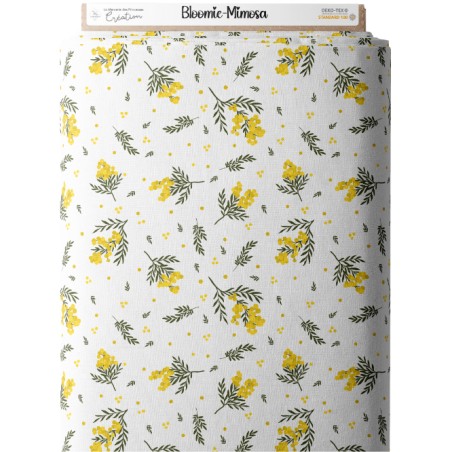 Tissu coton imprimé Fleurs Bloomie – Mimosa - Certifié Oeko-Tex®