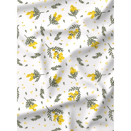 Tissu coton imprimé Fleurs Bloomie – Mimosa - Certifié Oeko-Tex®