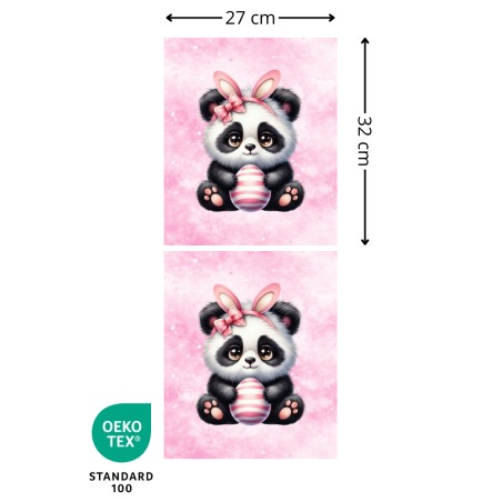 Panneau à coudre - Sac de Pâques Enfant - Panda Rose - Oeko-Tex®