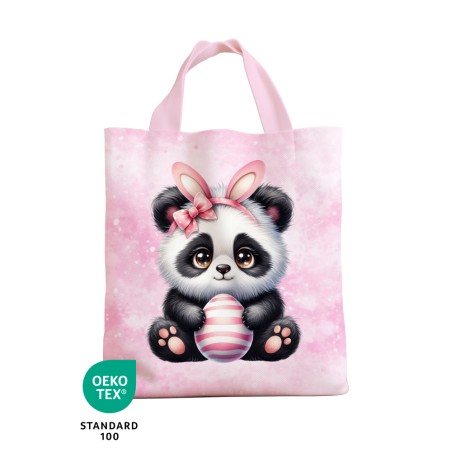 Panneau à coudre - Sac de Pâques Enfant - Panda Rose - Oeko-Tex®