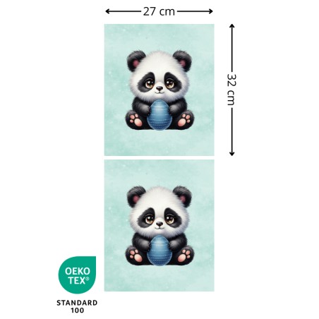 Panneau à coudre - Sac de Pâques Enfant - Panda Vert - Oeko-Tex®